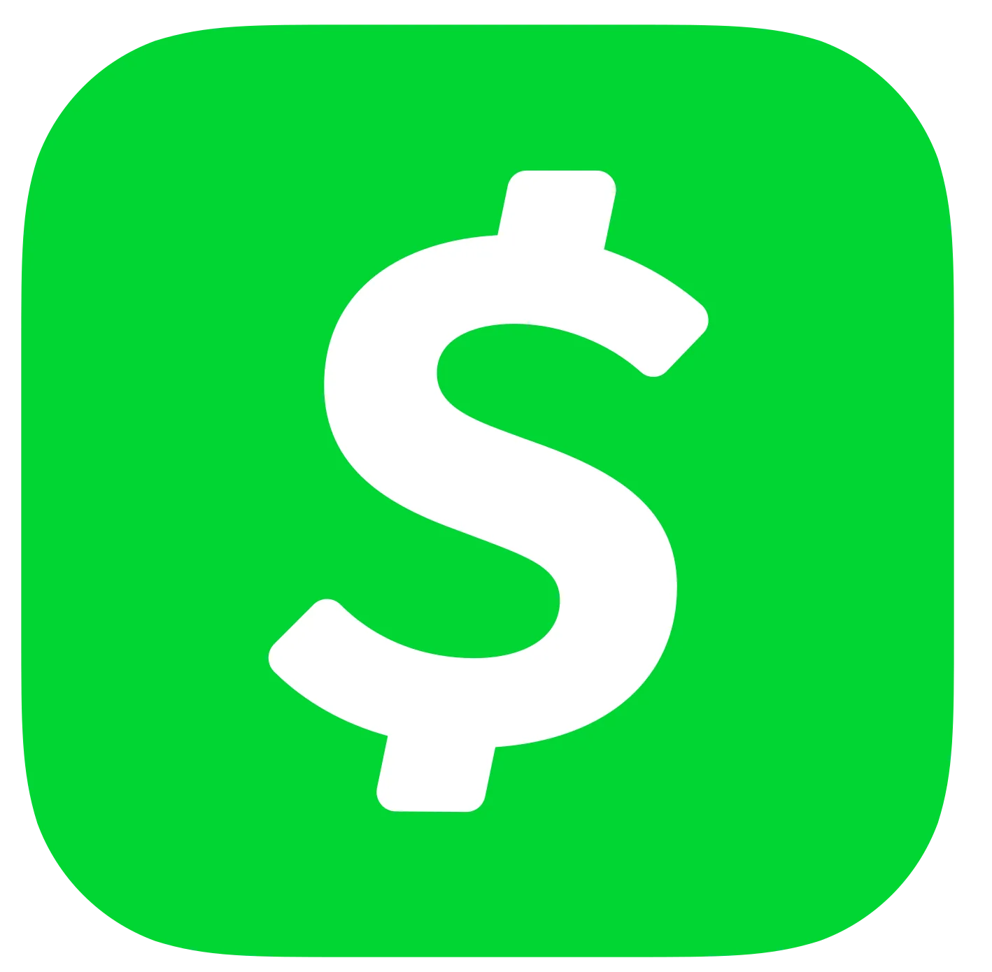 green and white square cash app logo with rounded corners